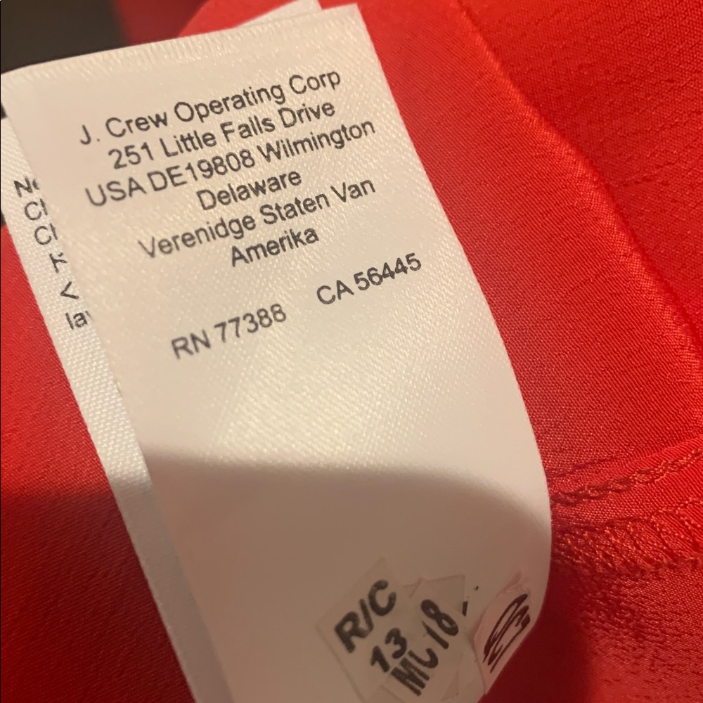 J Crew Smocked Trim Maxi Dress Red Crepe De Chine NWT Sz 6 Tie In Back - Picture 9 of 14